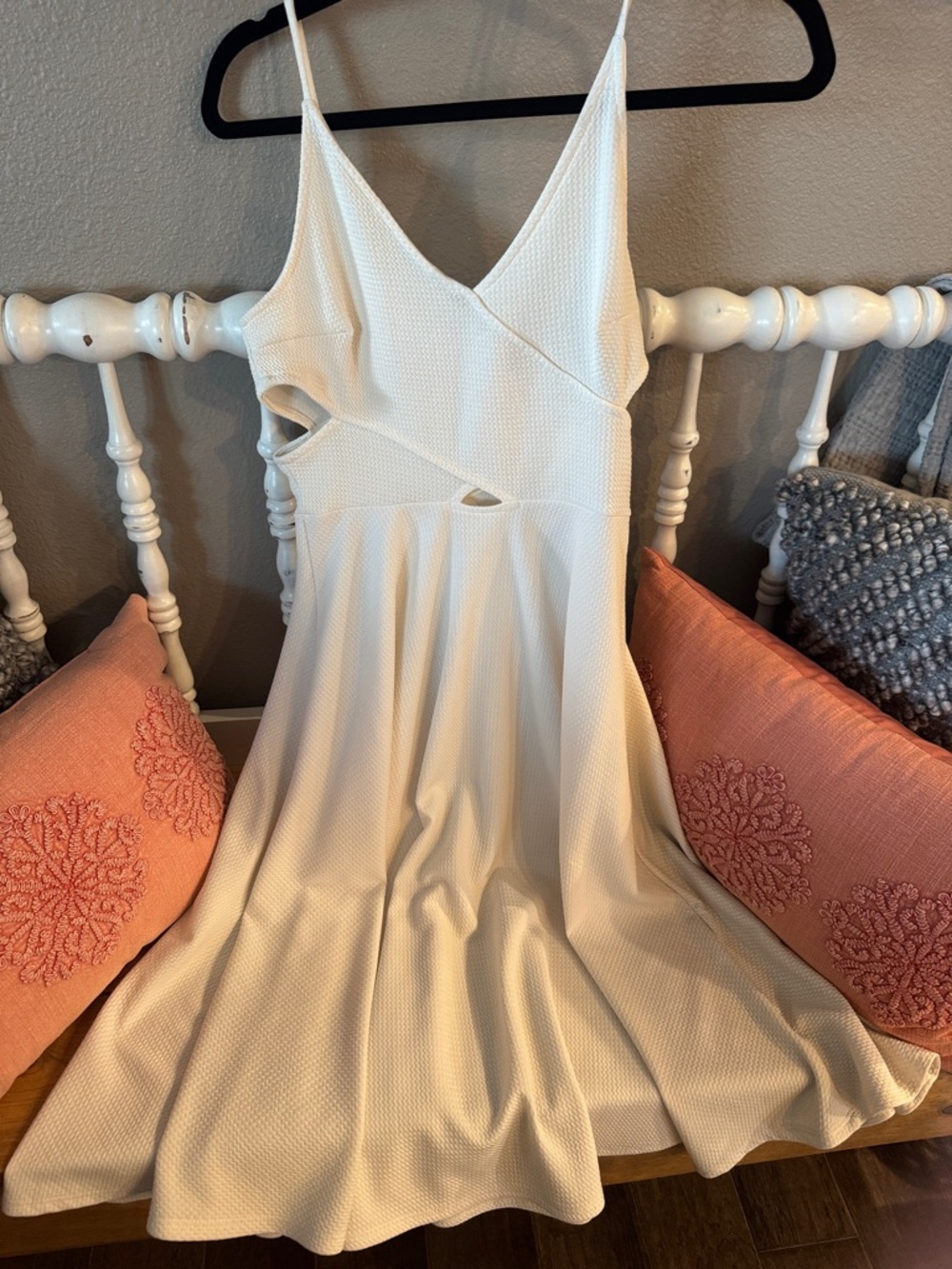 Soprano Cream Cutout Spaghetti-Strap Mini Dress